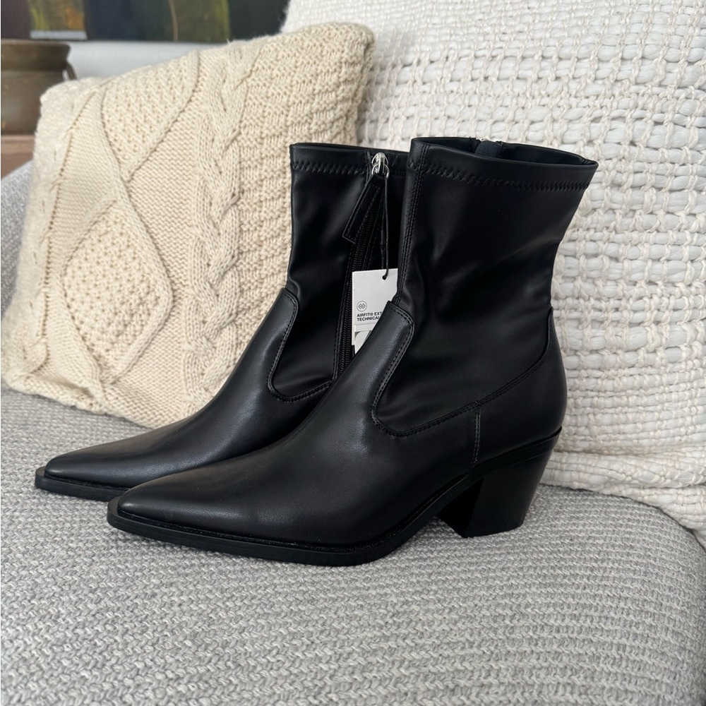 Zara Black Leather Ankle Boots